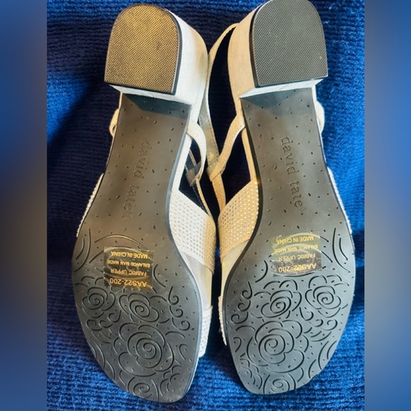 David Tate Amber Women's Sandal Sz#9M silver suede block cut slingback New - Picture 11 of 12